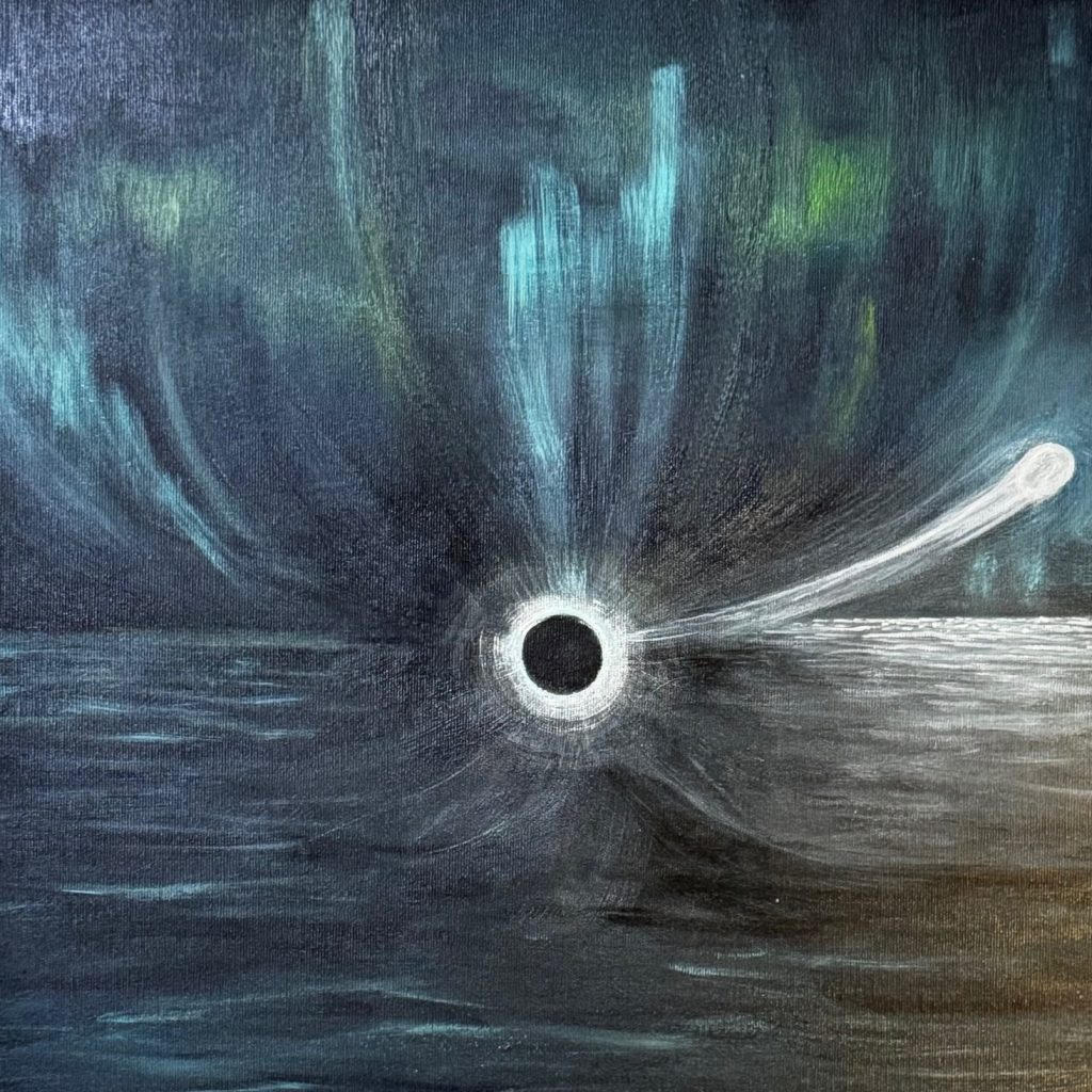Das Schwarze Loch fing erstmal mit dem Mond an. Das Schwarze Loch fing erstmal mit dem Mond an. Acryl auf Leinwand, 60x60cm, 2024